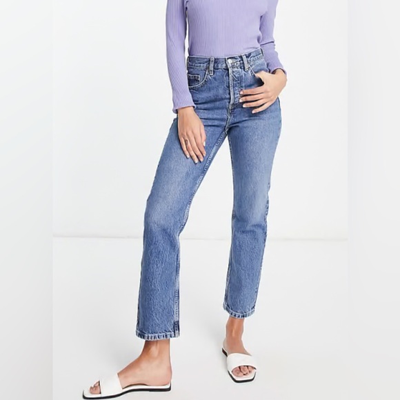 Topshop Editor Jeans - Mid Blue - Picture 1 of 7